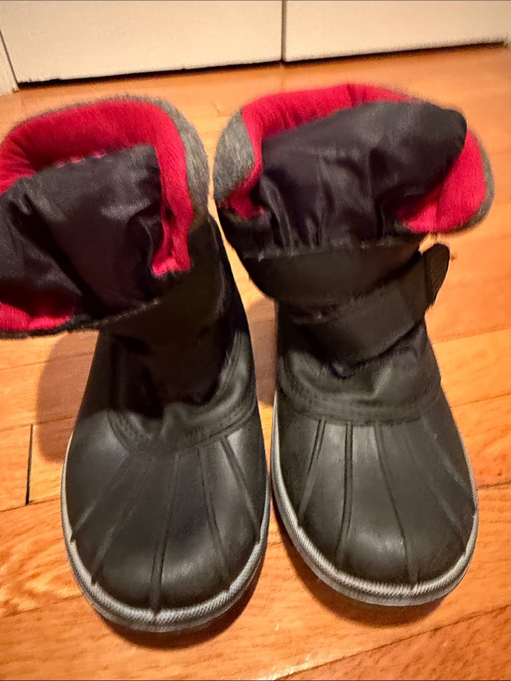 Target Black Kids Rain & Snow Boots with Red Lining